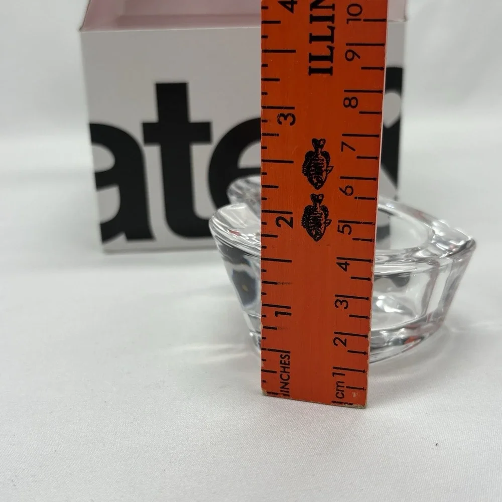 Crate and Barrel Candle Holder Heart Shaped Solid Glass Tea Light Votive Candles